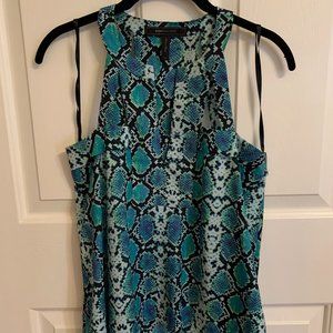 BCBG Blue Snakeskin print blouse size small
